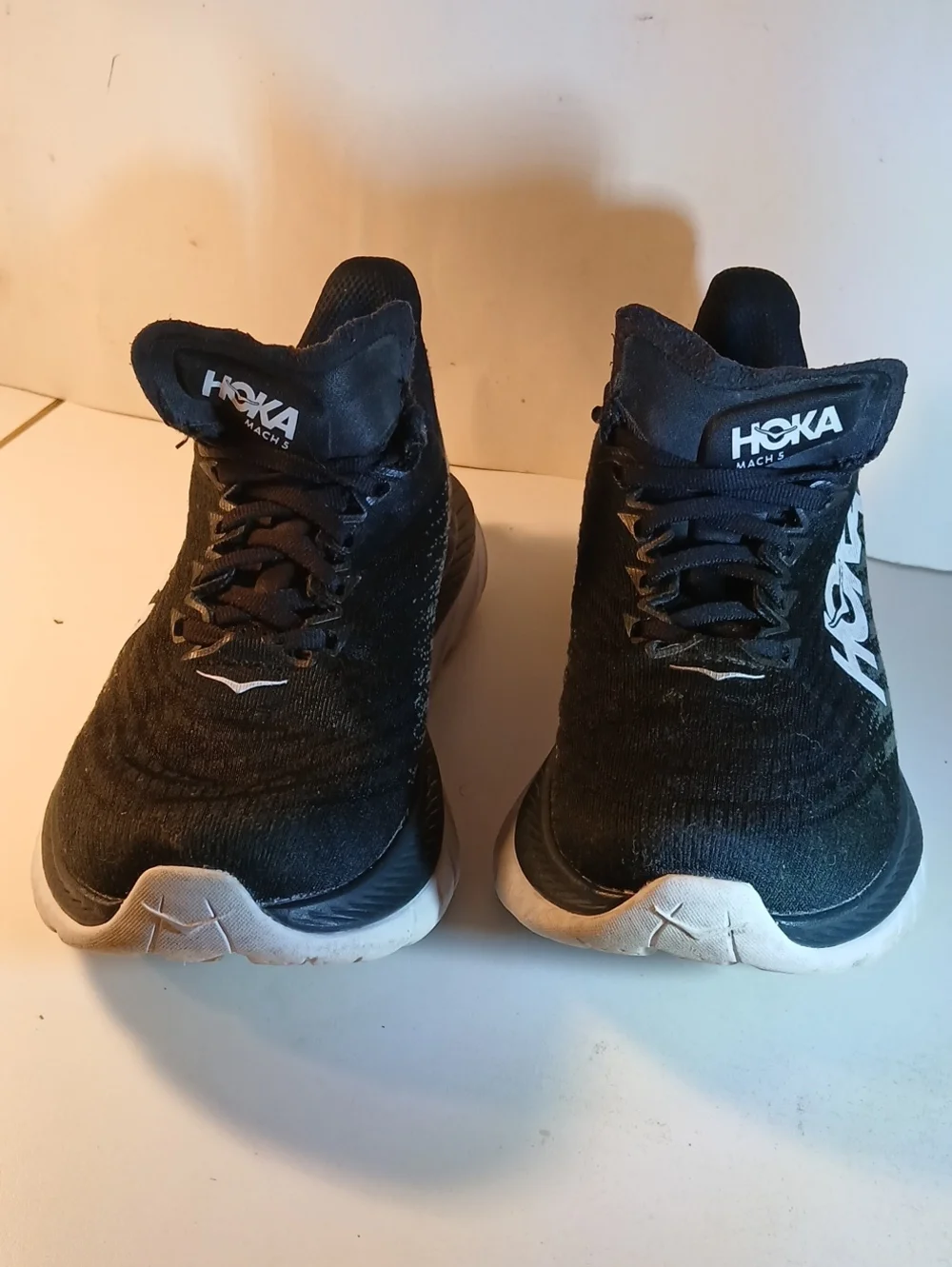 Hoka Women's Mach5 Castlerock Black Mesh Wide Width Light Weight Running Shoe 6D